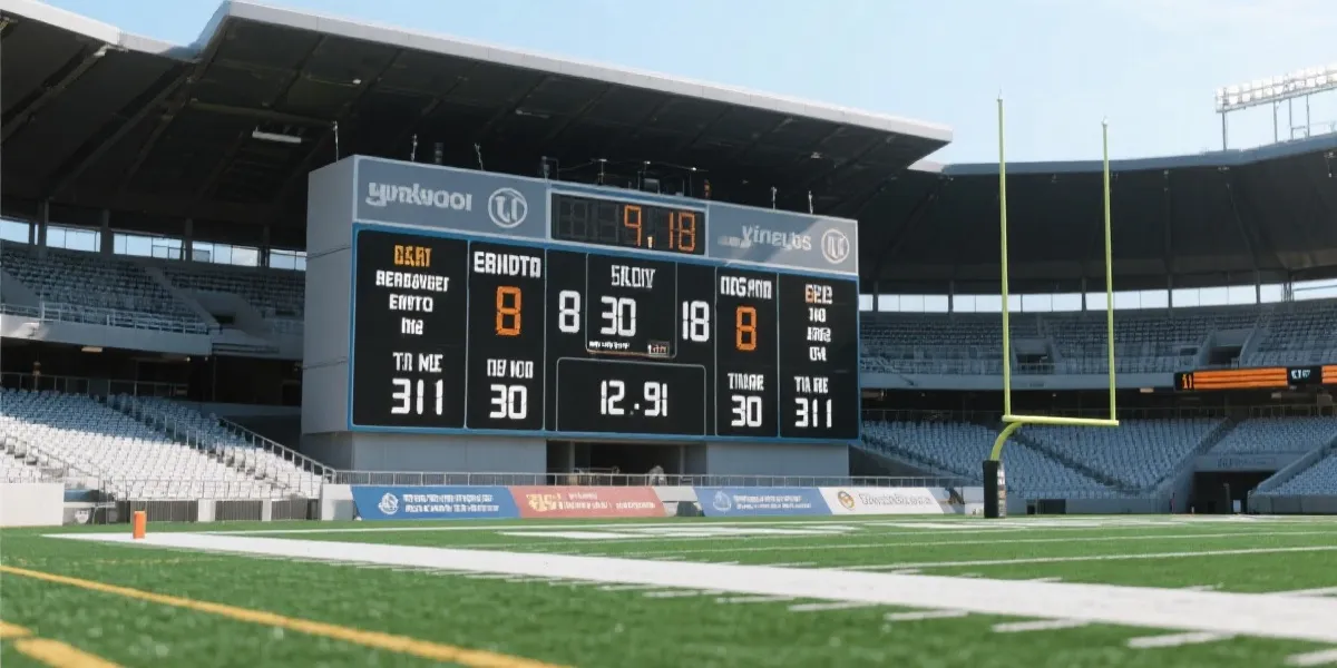 比赛记分牌与球场背景示意图